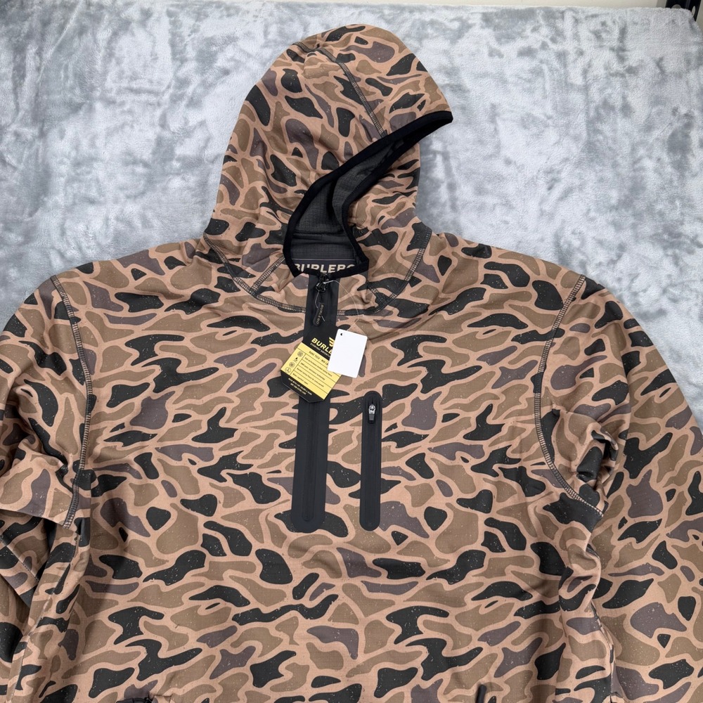 Burlebo Duke Tech Mid Layer Hoodie Mens XL Camo Water Repellent Fleece Lined